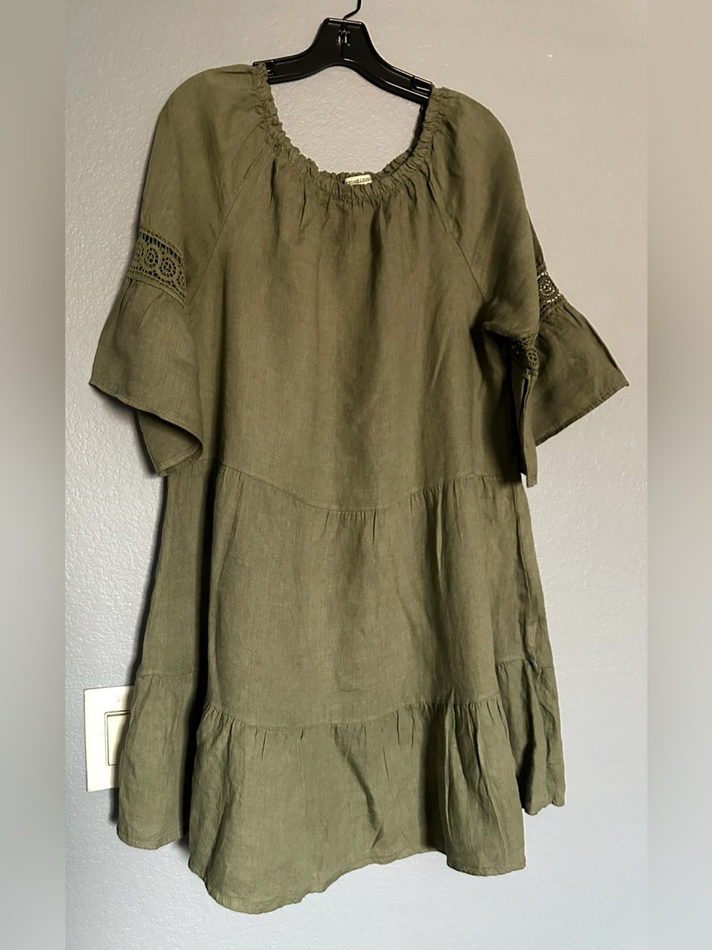 TERZO MILLENNIO OLIVE GREEN LINEN DRESS